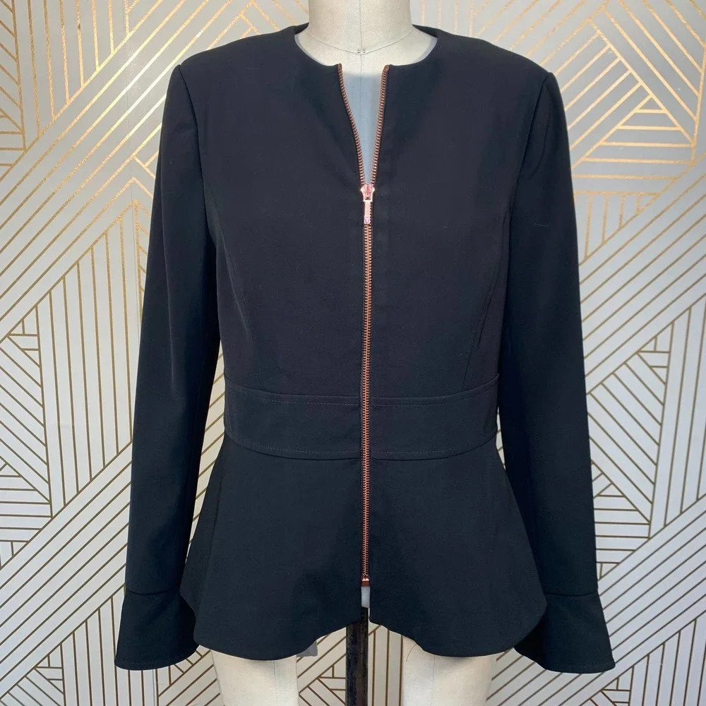 Ted Baker Yulij Flared Cuff Peplum‎ Jacket Black